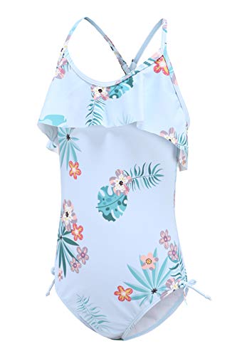 Girls One Piece Swimsuits Halter Bathing Suits Summer Ruffler Swimwear 6T Green Flower