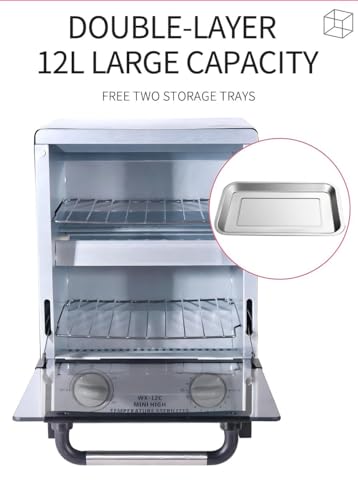 Sterilizer for Nail Tools, 12L Multifunctional High Temperature Cleaning Dry Box Stainless Steel with Temp Control, Tweezer Sterilizer, Stainless Trays, Timer, Nail Salon Equipment