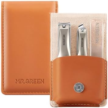 MR.GREEN 3pcs Nail Clippers Set, German Stainless Nail Clippers with Nail File, Anti Splash Excellent Quality Nail Cutters, Professional Finger&Toenail Clippers with Exquisite Case for Men& Women