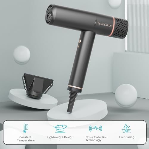 Diffuser Hair Dryer, Professional High Speed Portable Ionic Hair Blow Dryer with Diffuser for Women & Men, 3 Temps/2 Speeds, 6.56 Ft Cord, Best for Straight & Wavy Hair, for Home Travel, Black