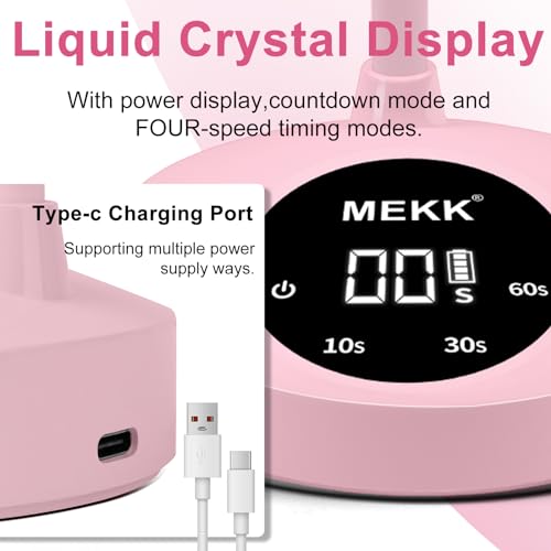 MEKK Gooseneck UV Nail Lamp Cordless Mini UV Light for Gel Nails with Auto Sensor,Professional Flash Cure Lamp 30W Single Nails Light with Three Timers (10s/30s/60s) Salon & Home DIY Use-Pink