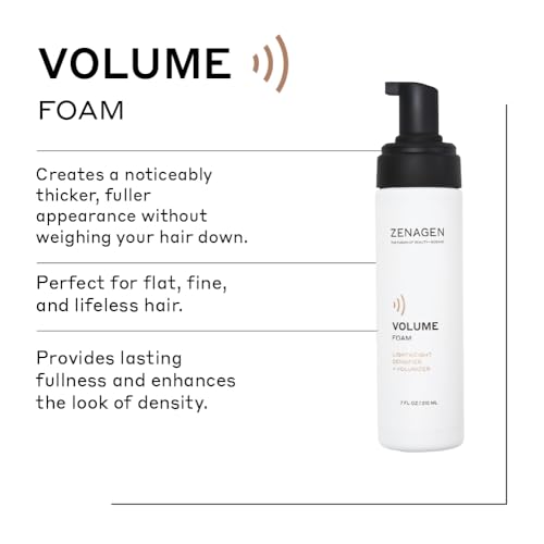 ZENAGEN Volume Foam | Lightweight Densifier + Volumizer, Boosts Hair Volume & Thickness, Provides Lightweight Hold, Nourishes & Strengthens Hair, Non-Greasy Plant-Based, Vegan, All Hair Types, 7 oz