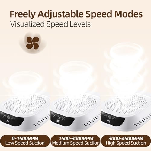 Nail Dust Collector: Vacuum Fan Dust Collector Powerful Suction Extractor Portable Machine - Professional Manicure Pedicure Tool with Reusable Filter for Acrylic Nail Art Salon and Home