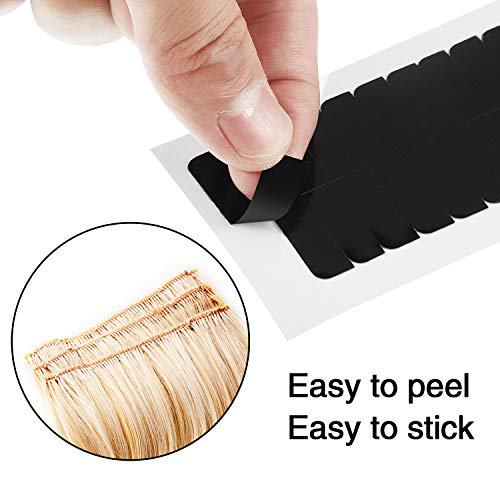 Blulu 360 Pcs Hair Extension Tape Tabs Bulk Double Sided Strong Adhesive Hair Tape in Extension Replacement Wig Strip Waterproof Beauty Tool for Lace Wigs Toupee Hairpiece Supplies(Black)