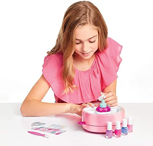 Light Magic Nail Dryer & Polish Set for Girls & Teens - 5 Vibrant Nail Colors, Art Stickers, Nail File, Cuticle Pusher & Dryer - Water-Based, Non-Toxic Polish Perfect Spa Day Manicures Make it Real