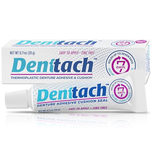 Denttach Seven Denture Adhesive, Thermoplastic Denture Adhesive, Cushion, Reliner for Upper and Lower Dentures, Comfortable, Secure Denture Grip for Up to 7 Days, Non Glue, Zinc Free