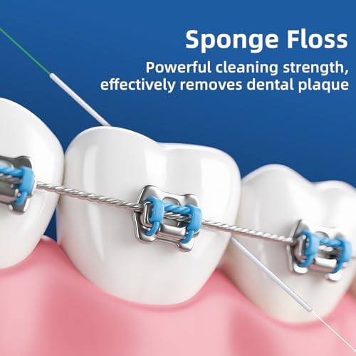 RioRand 3-in-1 Dental Floss for Braces - 80 Pre-Cut Strands with Floss Threaders | Orthodontic Floss for Effective Cleaning (Pack of 3)