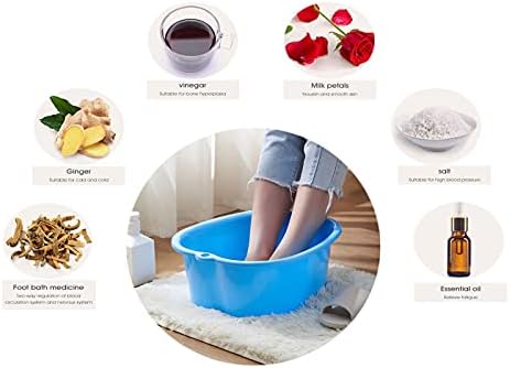 Foot Soaking Bath Basin: Plastic Foot Spa Basin for Soaking Feet - Foot Soaking Tub with Massage Dots - Roomy Foot Soak Bucket for Water Spa and Foot Massage (White)