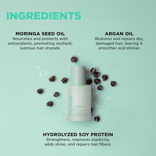 Design.Me GLOSS.ME Hair Oil Anti Frizz Hair Serum for Women | Argan Hair Oil Adds Shine, Smoothness, & Hydration | Paraben & Sulfate Free Straight, Wavy, Coily, or Curly Hair Serum
