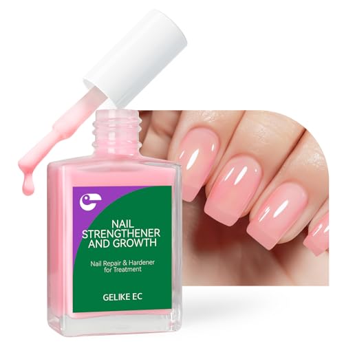gelike ec Nail Strengthener Polish for Thin Nails: Soft Pink 15ml 6 in 1 Natural Nail Hardener Extra Strong and Growth - Long Lasting Repair for Damaged Nails - Growth Oil for Salon Home Daily Work