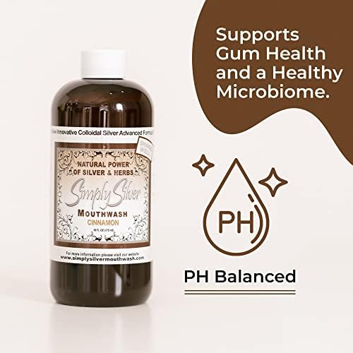 Simply Silver Mouthwash Cinnamon Flavor-All Natural Colloidal Silver Mouthwash with Patent Pending Formula, Alcohol and Fluoride Free, 16 oz