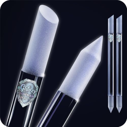 GLADZY Glass Cuticle Pusher Tool - 2 pcs. Manicure Sticks, Crystal Glass Cuticle Remover, Callous and Dry Skin Fingertip File, Nail Shaper, Professional Nail Care, Ethically Made in Czech Republic