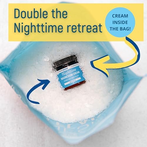 Magnesium Flakes for Bath, 10 lbs + Nighttime Magnesium Cream That Comes Inside The Bag