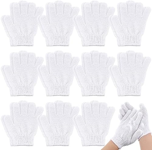 Ramede 30 Pair Exfoliating Glove Double Sided Exfoliating Bath Gloves Pack Nylon Colorful Shower for Men Women Beauty Spa Massage Shower Deep Clean Body Skin Bathing Scrubber Disposable(White)