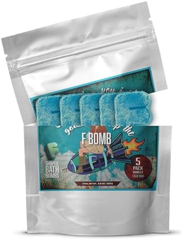 F Bath Bombs for Women Relaxing - Bath Bombs for Sensitive Skin - Set of 5 - F Shaped Funny Gag Gift Set - Natural Bath Essentials for Women Relaxing