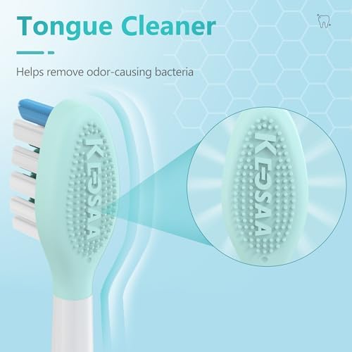 Replacement Toothbrush Heads for Philips Sonicare Electric Toothbrush, 2-in-1 Tongue Cleaner, 10 Pack, Mint Green,Suitable for Philips Sonicare Heads, C2, C1, C3, W1, W2, W3, G1, G2, G3