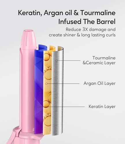 Mini Curling Iron for Short Hair, 1/2 Inch Travel Size Curling Iron Dual Voltage, Ceramic Mini Hair Curler with 3 Adjustable Temperature, Infused with Keratin & Argan Oil, with Storage Bag
