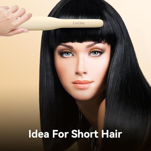 Small Flat Iron 1/2 inch Pencil Flat Iron for Edge, Short Hair, Pixie Cut and Bangs, French bob Iron for Edges with Anti-Pinch Design,with Anion Function-Dual Voltage for Travel (White)