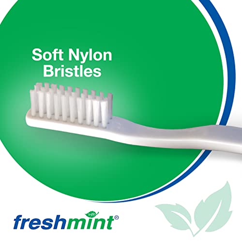 FRESHMINT Individually Wrapped Bulk 30 Tuft Adult Toothbrush (144 Pack) with Soft Nylon Bristles, Perfect for Travel, Hotel, Donation