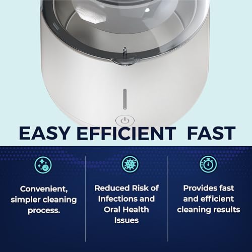 Fresh Knight Ultrasonic Retainer Cleaner, 45kHz Retainer Cleaner Machine for Denture Cleaner, Retainer Cleaner, Mouth Guard Cleaner, Night Guard Cleaner, Denture Cleaner with 200ML Dental Cleaning Pod