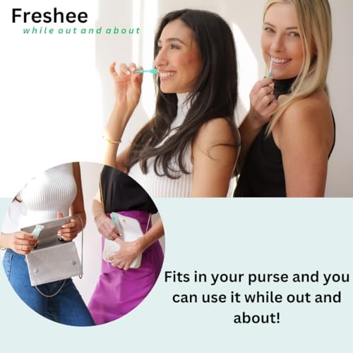 Freshee® 5 in 1 Disposable Mini Toothbrush with Toothpaste + Floss + Pick + Tongue Scraper | Travel Size | Individually Wrapped | Soft | Mint | Travel Set | Oral Care
