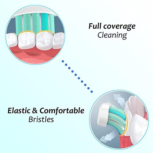 Replacement Toothbrush Heads for Philips Sonicare E-Series Screw-On Electric Toothbrush Handles, and Refills for HX7022, HX7023, Medium Soft Blue Bristles 6pk