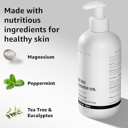 Magnesium inShower Body Conditioner Soft Skin Post Shower Care Moisturizer for Body Legs Bath Oil Sore Muscles Recovery Peppermint Eucalyptus Tea Tree Spa Gift