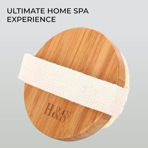 H&S Bamboo Body Dry Brush - Exfoliating Dry Brushing Body Brush - Exfoliator Brusher for Skin - Soft & Hard Bristles Massage - Use on Skin Face Facial - Scrub for Women and Men