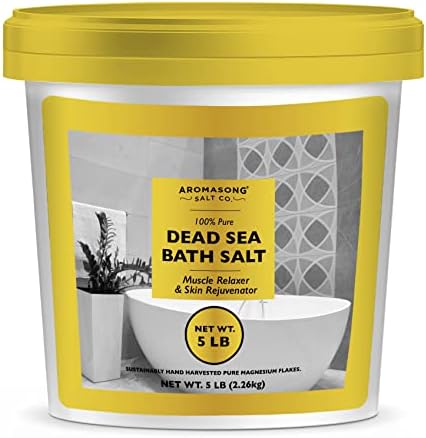 Aromasong Dead Sea Salts for Soaking - 5 Lb. Fine Grain Bath Salt Soak in Bucket