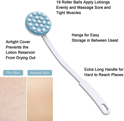 Back Lotion Applicator and Massager by Body Long Handheld self-Handhled Easy Reach for Sunscreen, Cream, Shower Gel on Back, Legs and Feet, Long Shower Bath Brush, Easily Roll-a Dispenser