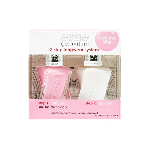 essie gel couture long-lasting mani kit, vegan, pink, top coat, Inside Scoop Kit, 1 set