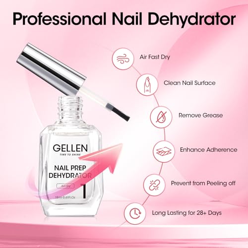 Gellen Gel Nail Kit Easy Nail Extension Set, 504Pcs Pre-Shaped Medium Almond x Gel Nail Tips, Gel Nail Glue, Nail Dehydrator, Mini LED Nail Lamp, Nail Clipper & Files, Home DIY Nail Art Manicure Gift