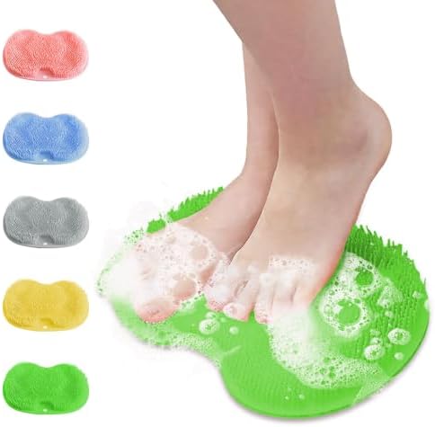Shower Foot Back Scrubber Massage Pad, 2025 New Shower Foot Mat Non-Slip Suction Cups Foot Back Cleaning Pad for Massage and Scrubbing for Shower (Green)