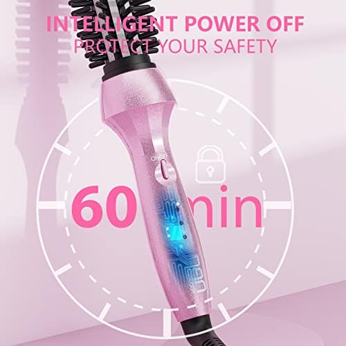 DAN Technology Curling Iron Brush, 1 inch, Ceramic, Pink, Adjustable Temperature, Dual Voltage, Fast Heating, Anti-Scald, Safety Auto Shut Off, for Curly Hair, HAIR IRON