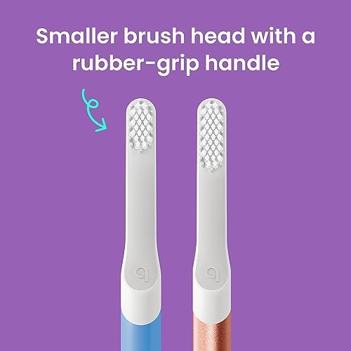 Quip Sonic Toothbrush for Kids with Timer - Includes Extra Brush Head and Travel Cover Mount - Electric, Soft Bristle Refill Head, Rubber Handle, 3 Month Battery Life - Travel Toothbrush - Blue