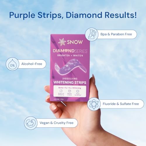 Snow Diamond Series Purple Whitening Strips - Dissolving Teeth Whitening Strips for Sensitive Teeth, Instant Brightening with Hydroxyapatite, Color-Correcting Purple Formula, 42 Count
