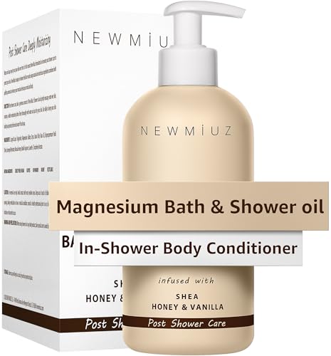 Magnesium InShower Body Conditioner Soft Skin Post Shower Care Moisturizer for Body Legs Bath Oil for Dry Skin Shea Butter Honey Vanilla Self Care Spa Gift