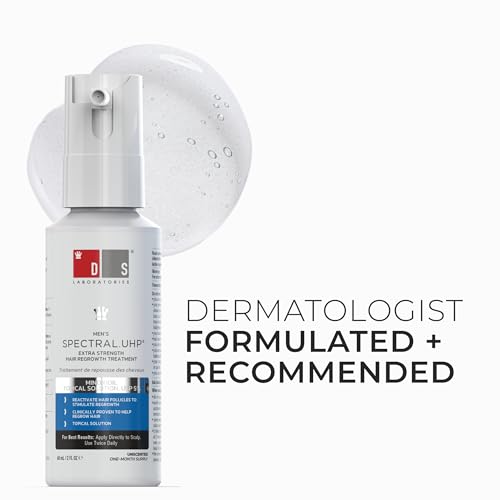 DS Labs Spectral.UHP 5% Minoxidil Hair Density Serum for Men - Extra Strength Topical Formula for Thicker-Looking Hair, Targets Thinning at the Crown Area, With Nanosome Technology, 60mL
