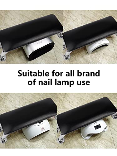 Nail Arm Rest for Acrylic Nails, Microfiber Leather Nail Hand Rest Cushion for Nails, Soft Hand Pillow Footstool with 4 Stainless Steel Stands Thick Sponge Nail Pillow for Nail Tech Use (Black)