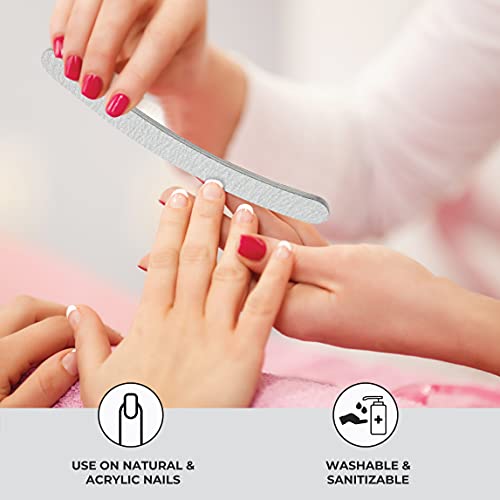 ForPro Professional Collection Zebra Curved Foam Board, 100/180 Grit, Double-Sided Manicure and Pedicure Nail Files, 7” L x .75” W, 50-Count