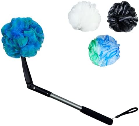 EASACE Long Handled Loofah with Sponges by Shower,Back Scrubber & Bath Sponges,Body Exfoliator Luffa on a Stick,for Elderly & Disabled, Soft Loofah for Bathing Men & Women