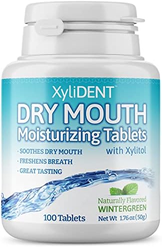 Nature's Stance XyliDENT Xylitol Tablets for Dry Mouth Relief - Stimulates Saliva, Freshens Breath, Reduces Acid Production, Fast Acting Relief, 100 Count (Wintergreen)