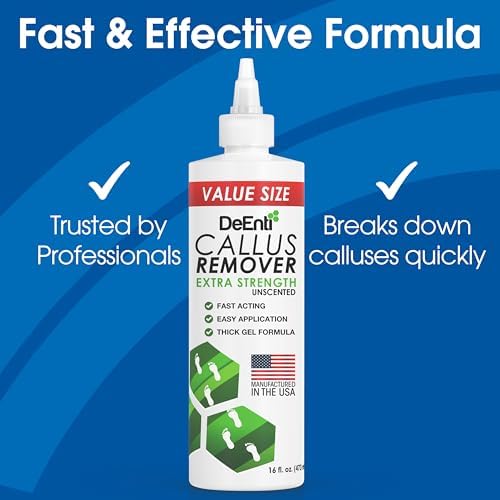 DeEnti Callus Remover for Feet, Extra Strength Foot Callus Remover Gel, 16oz Salon Grade Home Pedicure Supplies for Dry Skin, Cracked Heel, Professional Strength Foot Care, Unscented