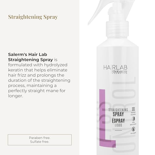 SALERM - Smoothing Hair Spray - Lisos Hair Lab - 250 ml - Eases and Prolongs Smoothing Results - With Hydrolyzed Keratin - Heat Protector for Hair - Eliminates Frizz