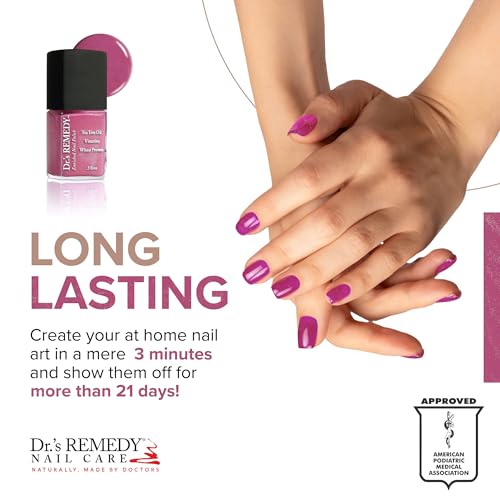 Dr’s Remedy Enriched Nail Polish: Non Toxic, All Natural, and Organic - Doctor Formulated: Strengthens, Restores, Heals, and Protects '24-Free' - PLAYFUL Pink