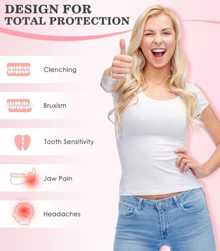 Small Mouth Guard for Women, 4 Pack Moldable Teeth Guard at Night Sleep Jaw Clenching & Bruxism, Ventilated Teeth Grinding Guard Box with 5X Magnifying Mirror