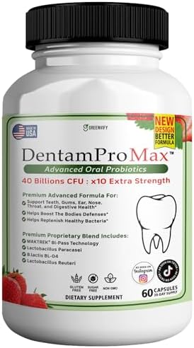 DentamPro Max for Gums and Teeth Health & Fresh Breath - 40 Billion CFU Advanced Oral Probiotics for Mouth Bad Breath, Capsule Supplement (1)