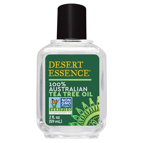 Desert Essence 100% Australian Tea Tree Oil Therapeutic Grade Essential Oil - Skin Cleansing, Clarifying, Soothing - Refreshing Air - Skin Care, Hair Care, Powerful Green Clean - Vegan, Non-GMO - 2oz