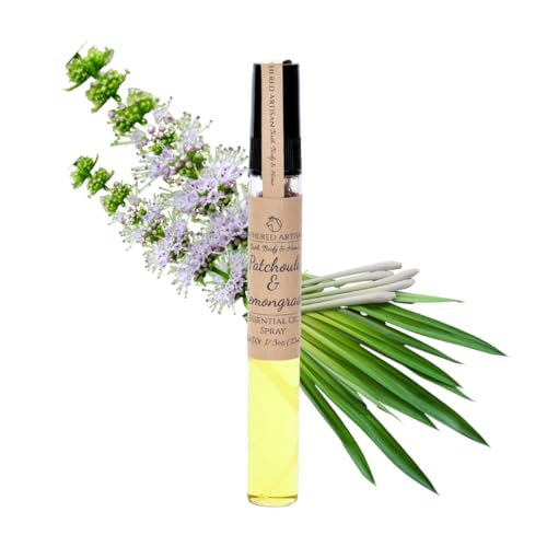 Patchouli & Lemongrass - Natural Essential Oil Perfume by Lathered Artisan - Alcohol-Free Plant Based Oil Perfume and Cologne, Nourishing, and Uniquely Handcrafted (Patchouli & Lemongrass - Spray)