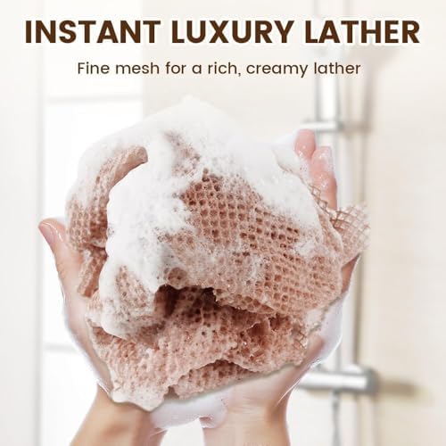 Afro Scrub African Exfoliating Net Sponge, Afro Scrub African Net Sponge, Exfoliating Washcloth for Daily Use, Long Lasting African Bath Net, Durable and Soft, Quick Drying (3pcs F)